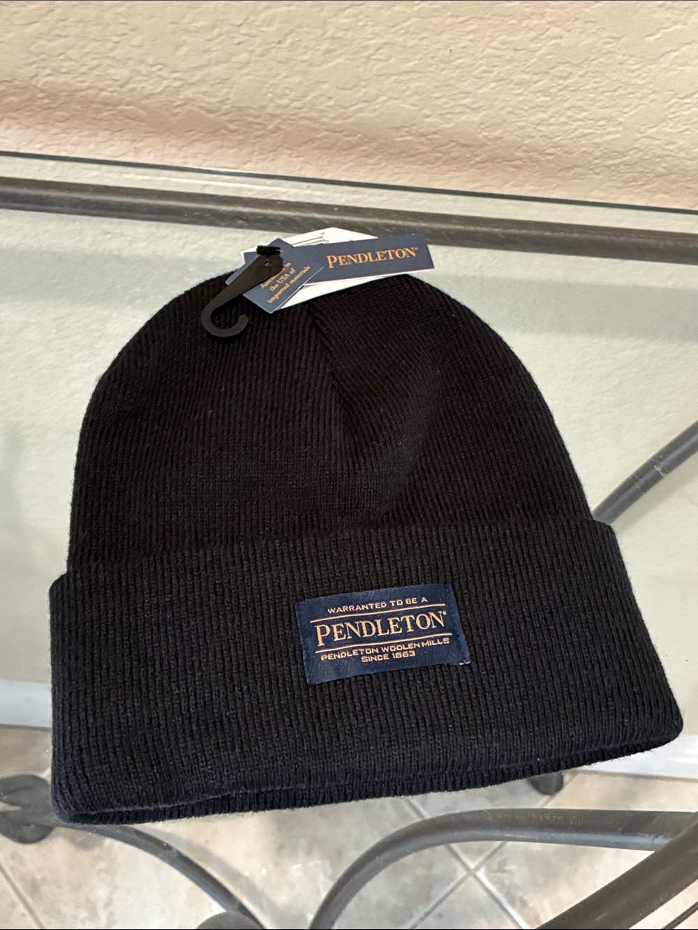 Pendleton Black Knit Cuffed Beanie